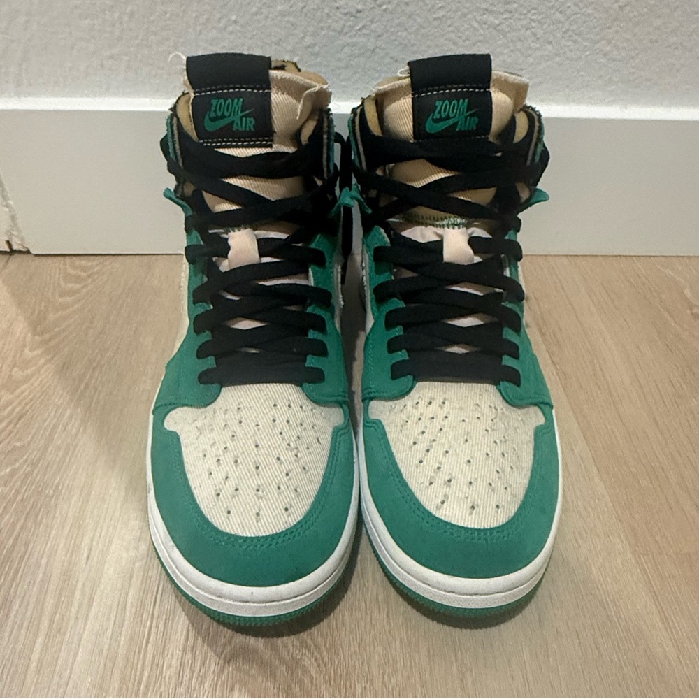 NIKE MENS JORDAN 1 ZOOM AIR HIGH SNEAKERS, SIZE US 10.5, “STADIUM GREEN” - Picture 2 of 13